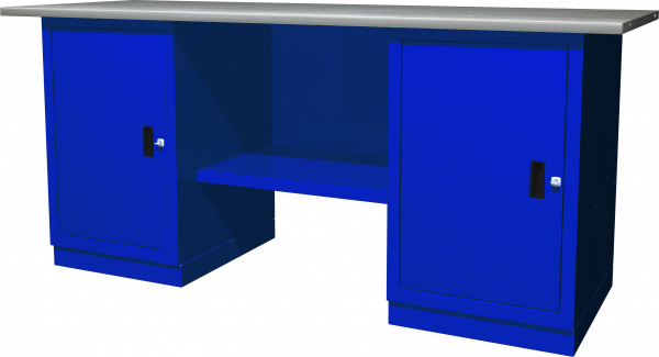 2-11 Верстак с двумя тумбами, тумбы с одной дверцей (состав: OWB-1000B, OWB-1000B, OWB-0219, OWB-0419B) 055924