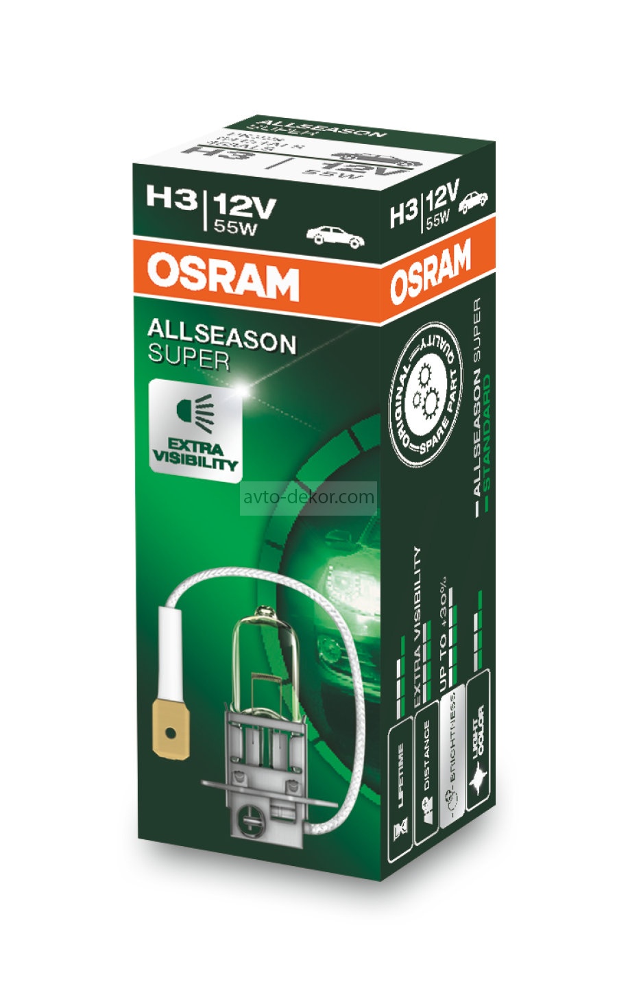 Автолампа H3 (55) PK22s +30% ALLSEASON SUPER 12V OSRAM O-64151ALS 100574