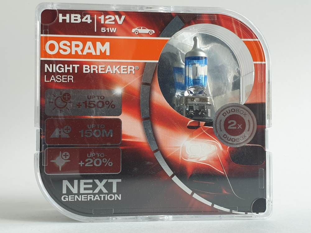 Автолампа HB4/9006 (51) P22d +150% NIGHT BREAKER LASER 12V OSRAM O-9006NL2  (евробокс 2шт)  10294