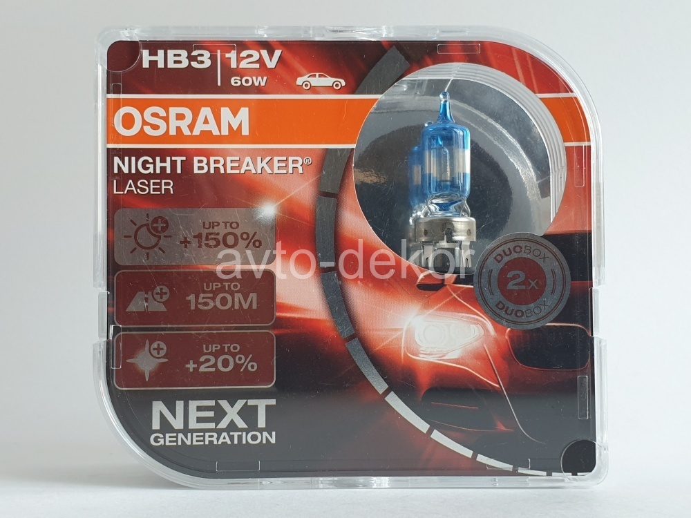 Автолампа HB3/9005 (60) P20d +150% NIGHT BREAKER LASER 12V OSRAM O-9005NL2  (евробокс 2шт)  10295