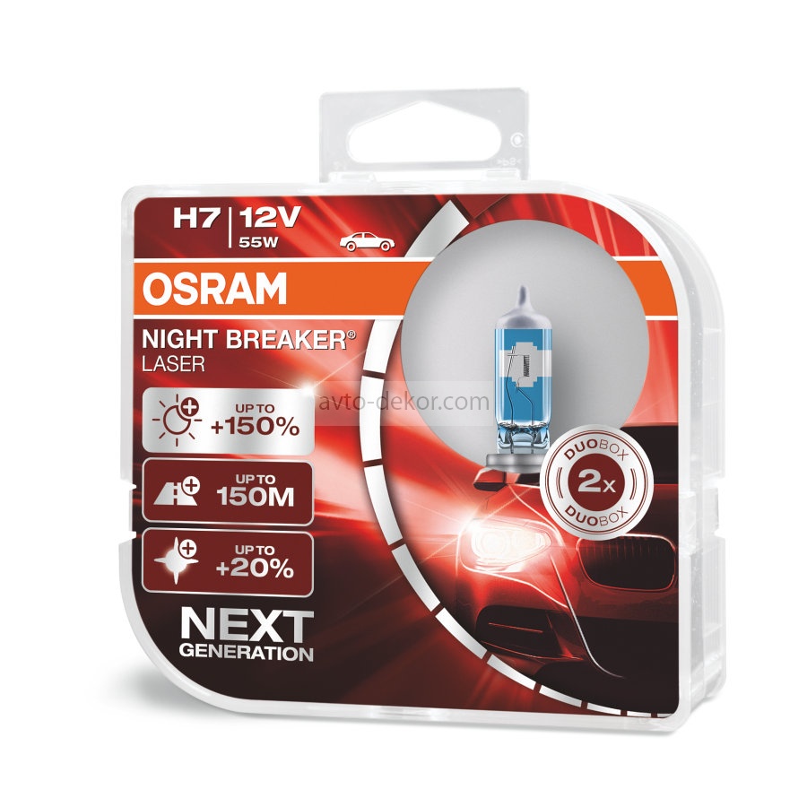 Автолампа H7 (55) PX26d +150% NIGHT BREAKER LASER 12V OSRAM 64210NL2 (евробокс 2 шт)  10296