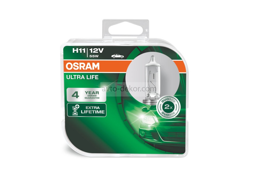 Автолампа H11 (55)  PGJ19-2 ULTRA LIFE 12V OSRAM. 64211ULT2 (евробокс 2 шт)  10303