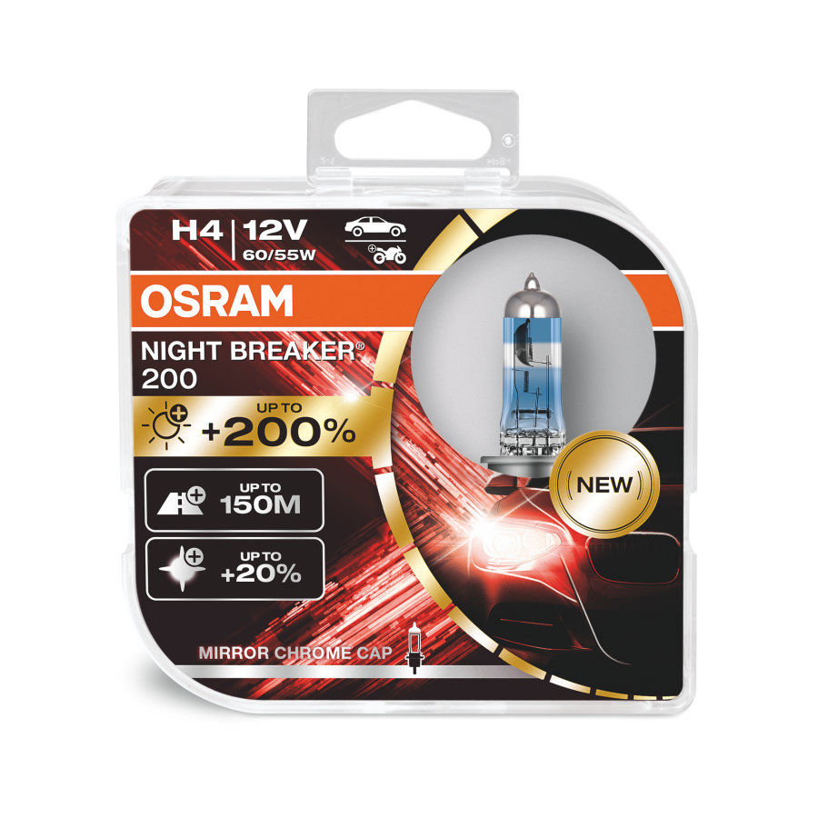 Автолампа H4 (60/55) P43t-38 +200% NIGHT BREAKER 200 12V OSRAM 64193N2002 (евробокс 2шт)  10637