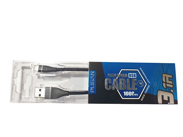 Провод 1-1 (PG-А50) 2,4А USB-iphone 100см с передачей данных, чёрный в матерчатой оплетке AVTO-DEKOR  11645