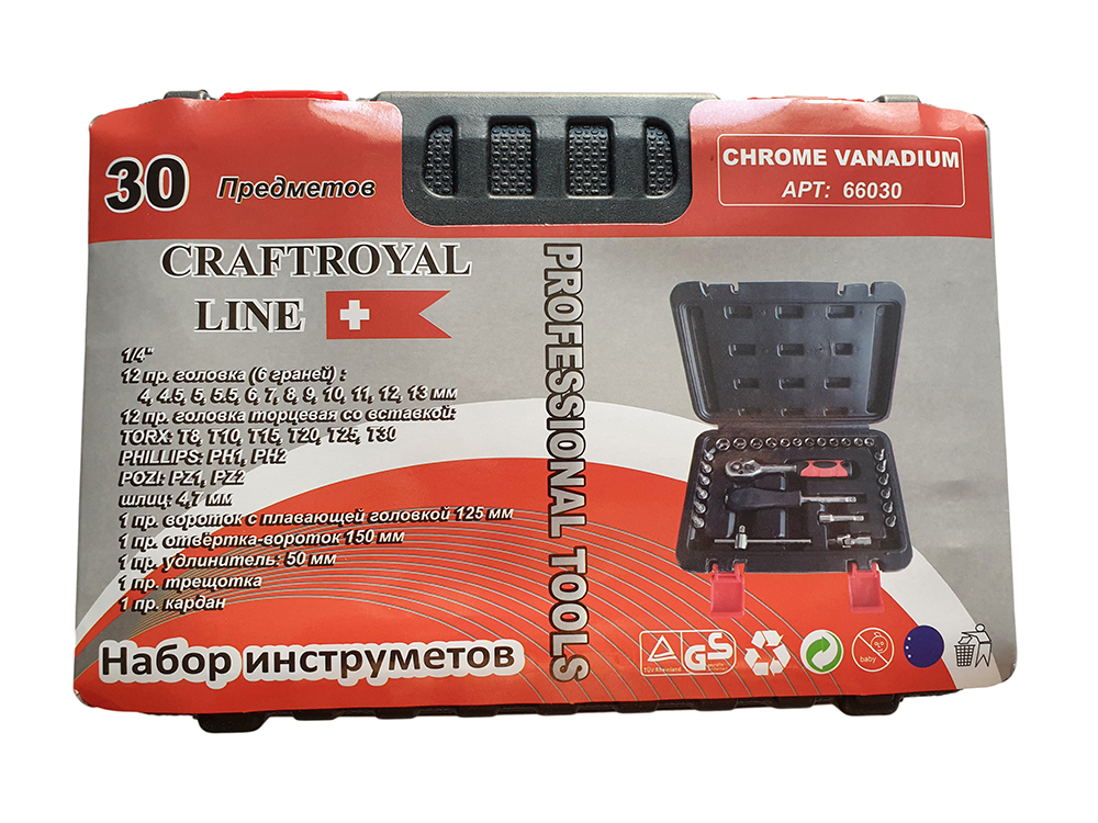 Набор инструмента 30 предм. 1/4 CraftRoyal  №66030  13159