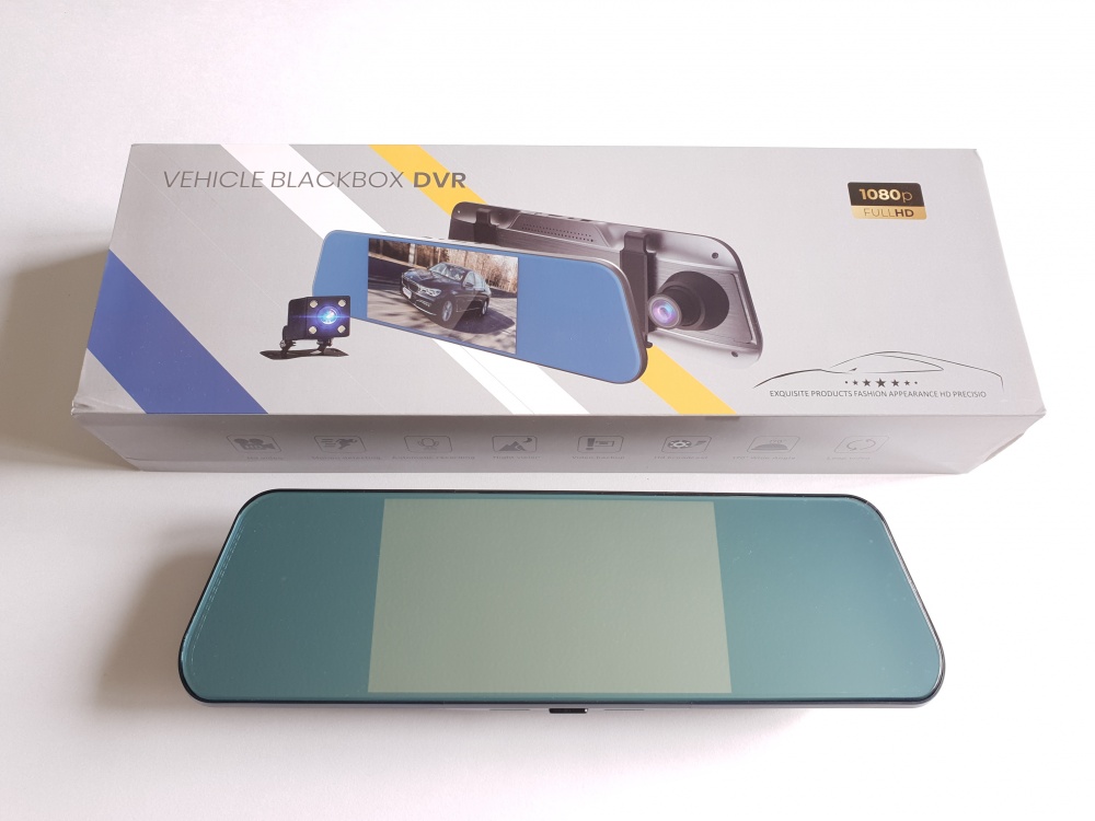 Зеркало ADC-071 5,4 посередине (по оси Х)+камера LED, 5 Pin, 1080р/720р, 258*75мм, емкостный экран, зеленое/голубое AVTO-DEKOR 14071
