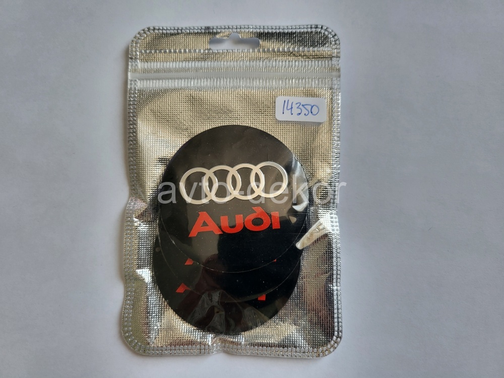 Наклейки на диски d 56мм AUDI чёрный+хром+красный 4шт. к-т  14350