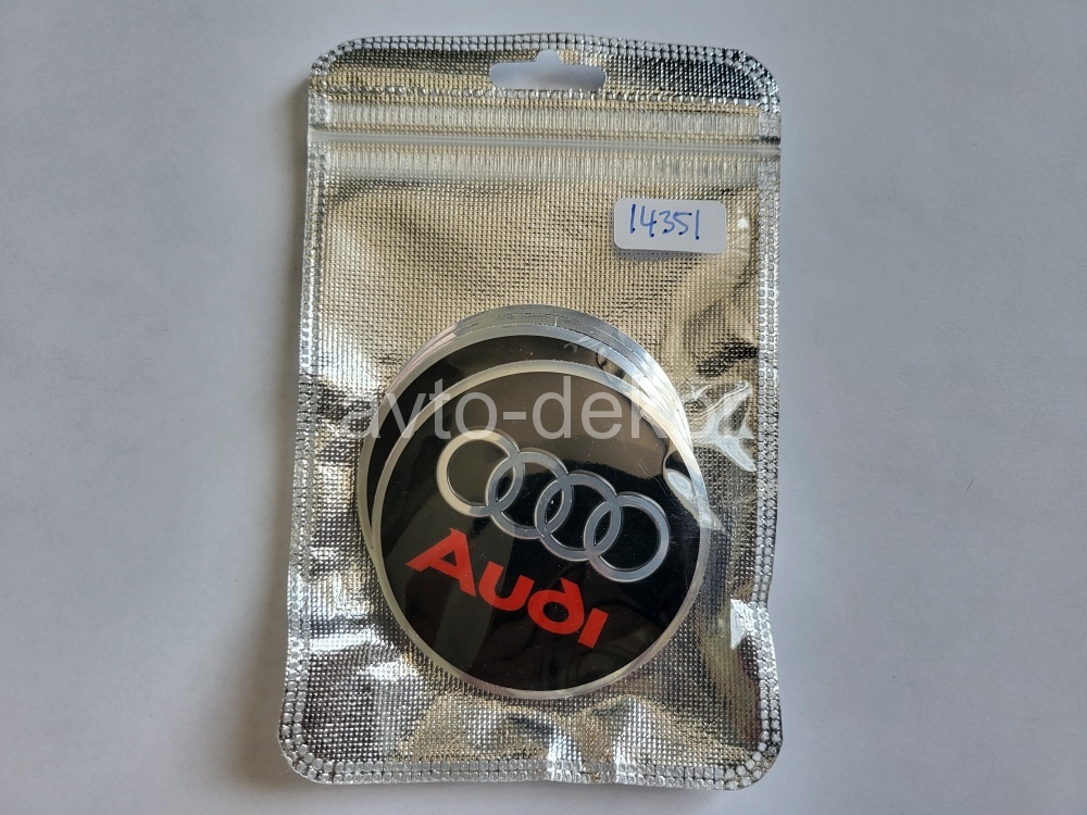 Наклейки на диски d 56мм AUDI чёрный+хром+красный c окантовкой 4шт. к-т  14351