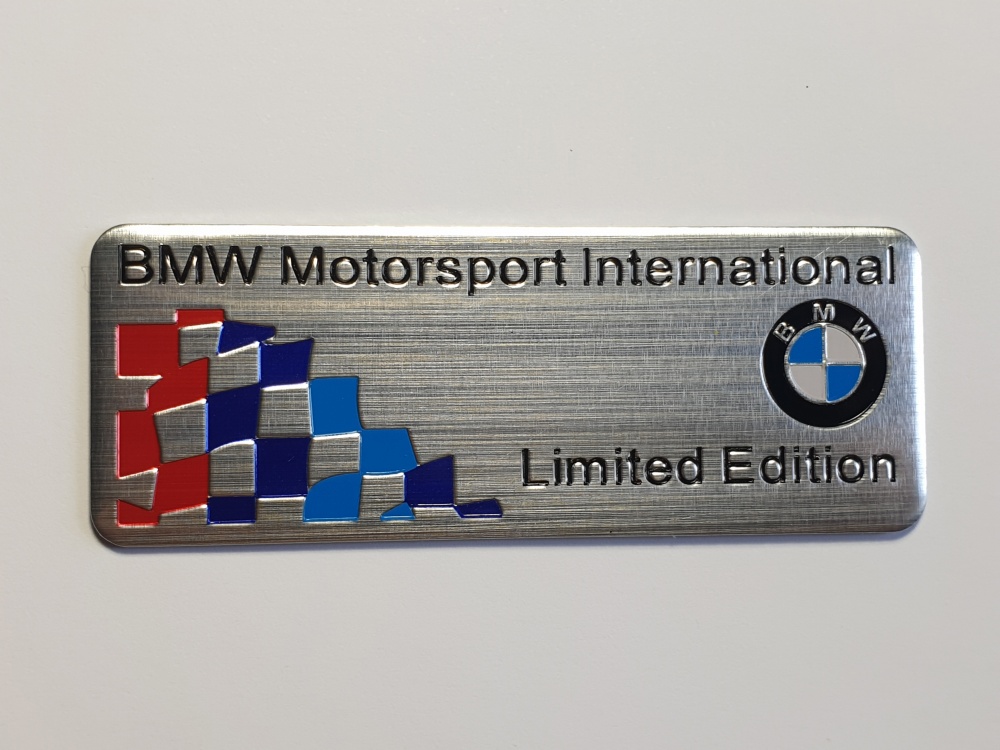 Шильдик аллюм. 1 мм толщина BMW Motorsport International Limited Edition серебро 80*30 мм  14700