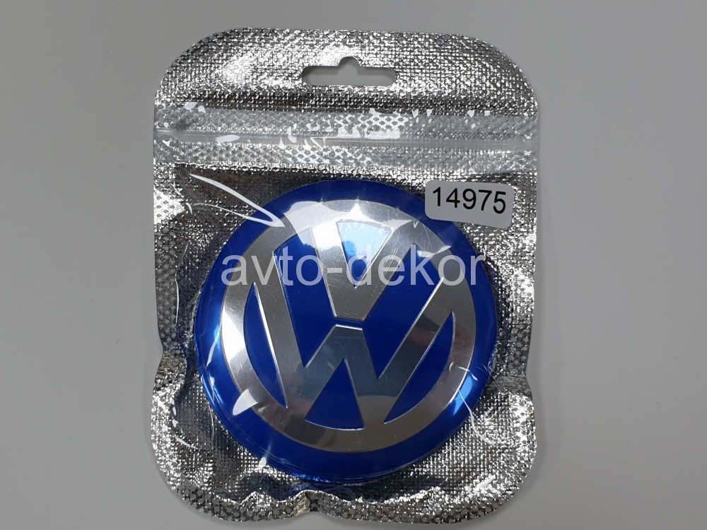 Наклейки на диски d 65мм VOLKSWAGEN голубой+хром 4шт. к-т  14975