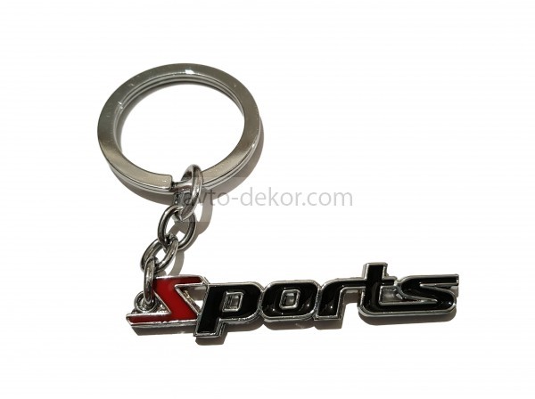 Брелок SPORTS хром+чёрный+красный  1532