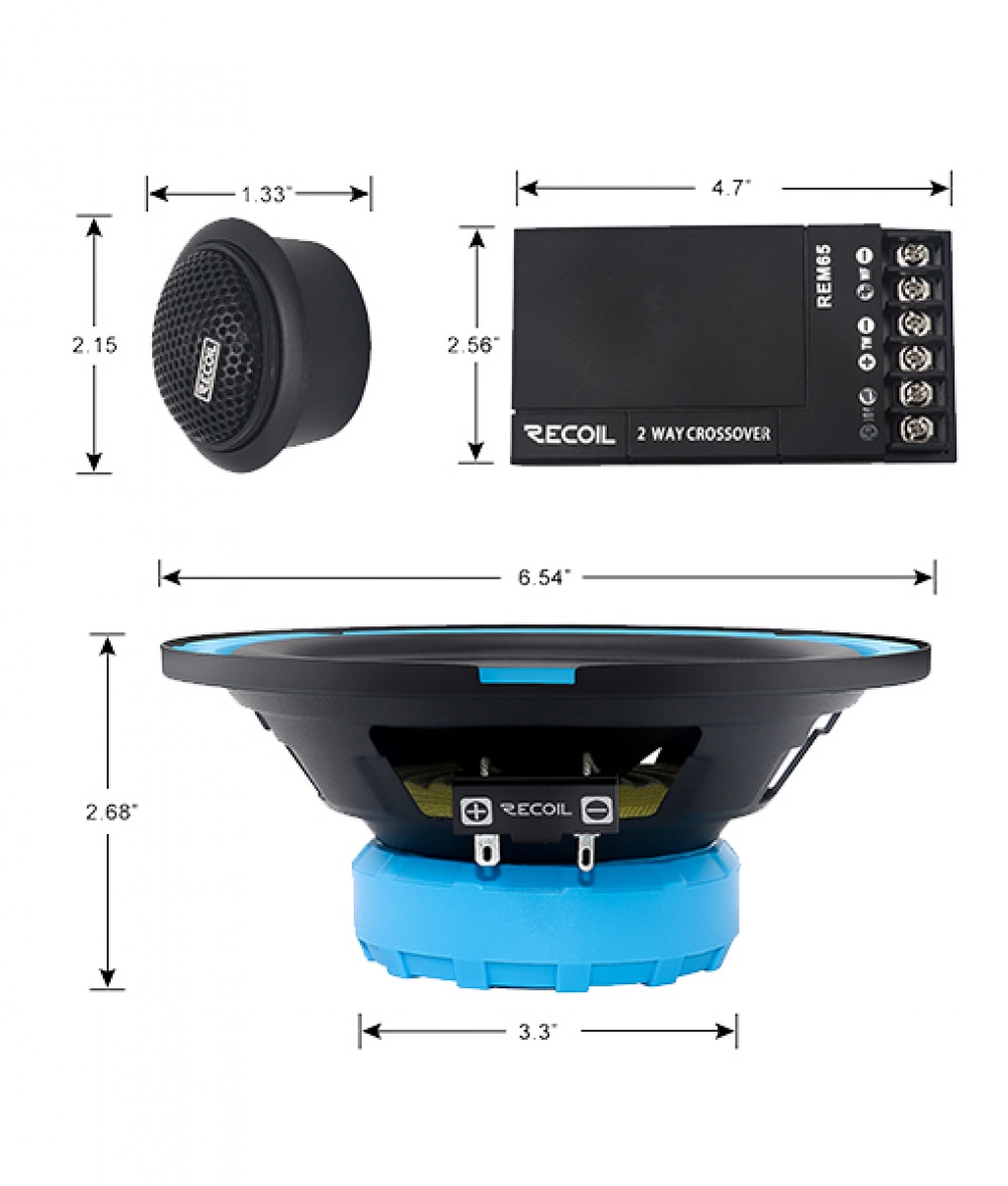RECOIL Акустика REM65 6,5 компонентная+кроссоверы полноценные  60w  15411, фото 1