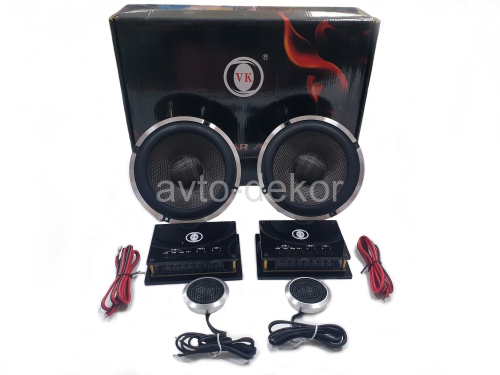 VKCaraudio Акустика VK-X650 6,5 компонентная+кроссоверы полноценные  2х полосная 60w, литая корзина  15413 купить