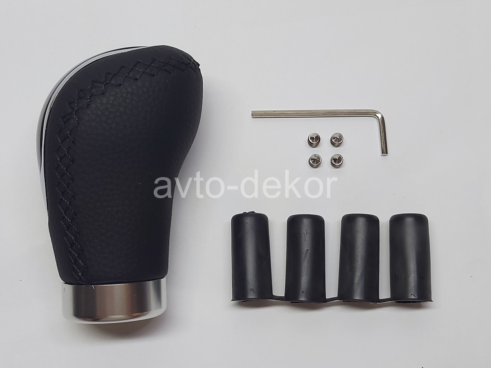 Ручка КПП универсальная металл+кожа+хром, 6 скоростей (слева задняя), набор переходников 0533 AVTO-DEKOR  15476
