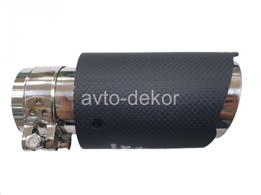 Насадка на глушитель A92 6301 AKRAPOVIC Dвх-52мм, Dвых-77мм, Длина-170мм, карбон+нержавеющая сталь, со скосом, с вырезом  15481, фото 1