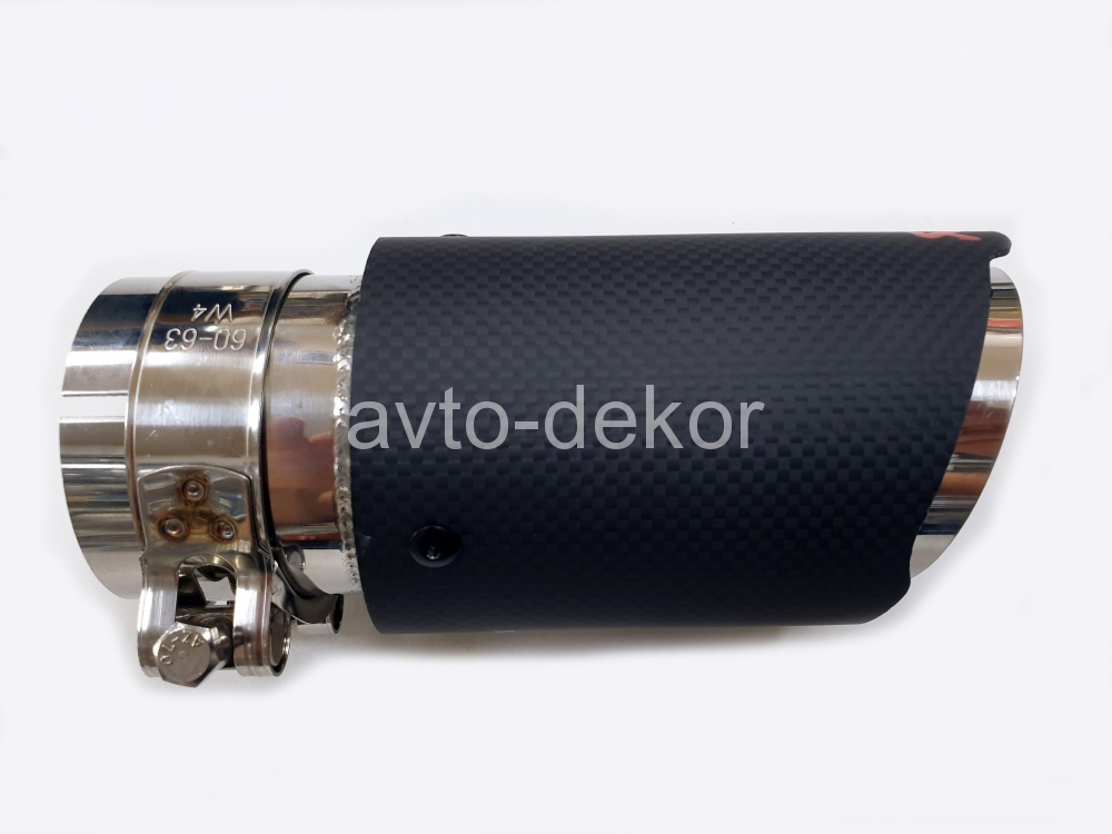 Насадка на глушитель A94 6301 AKRAPOVIC Dвх-61мм, Dвых-77мм, Длина-170мм, карбон+нержавеющая сталь, со скосом, с вырезом  15483, фото 1