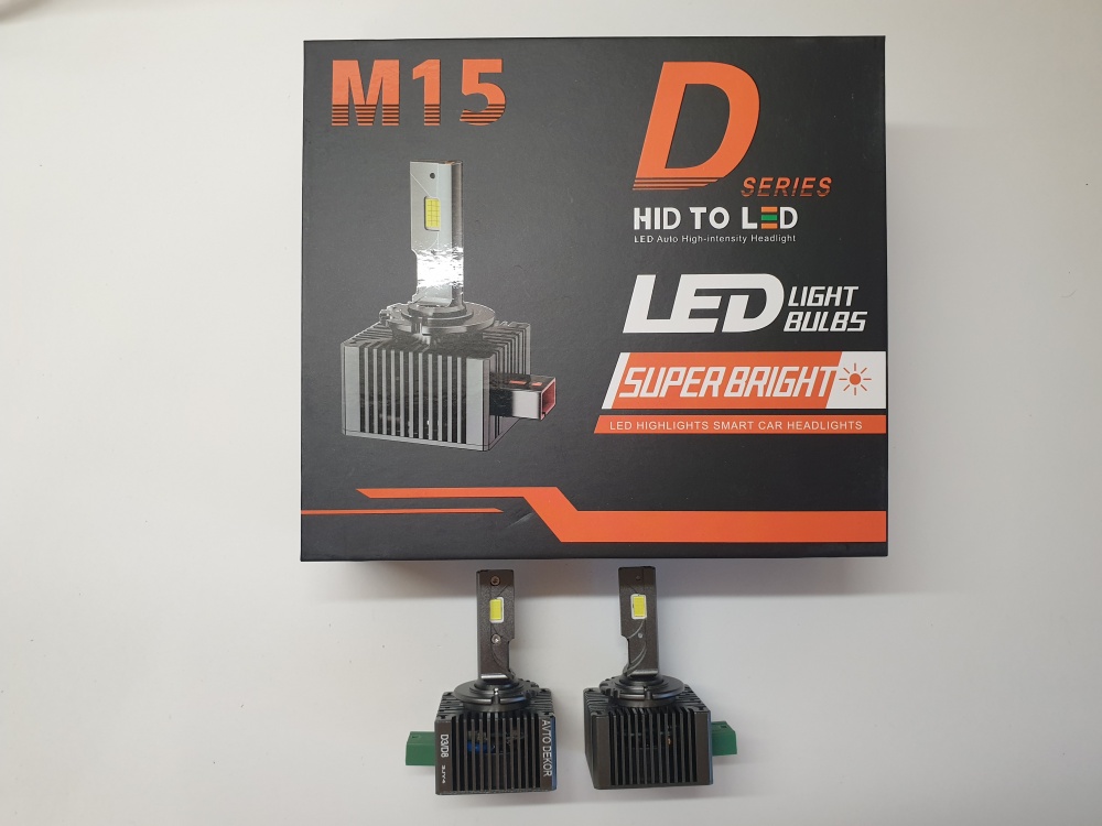 Светодиодные лампы головного света модель M15Pro D3S 6000K, 60w при запуске/45w рабочая мощность, с вентилятором (к-т 2шт) AVTO-DEKOR  16276