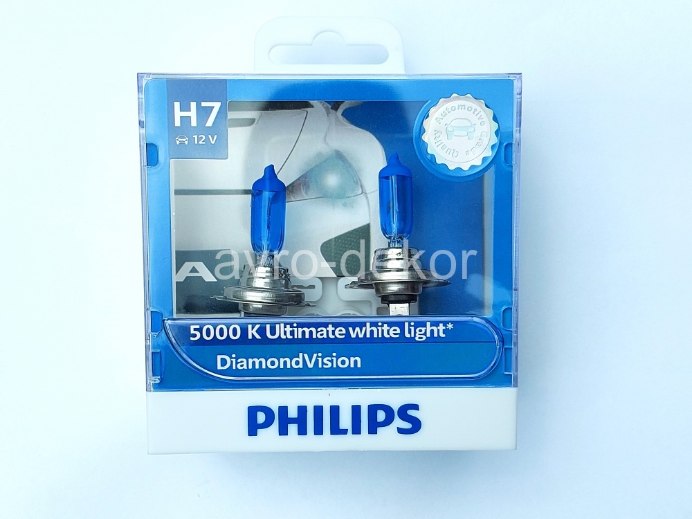 Купить Автолампа H7 (55) PX26d DIAMOND VISION 5000K 12V PHILIPS P-12972DVS2 (евробокс 2 шт) 16504 в интернет-магазине