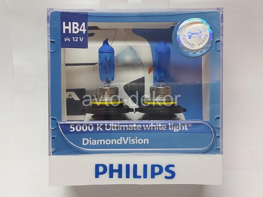 Купить Автолампа HB4/9006 (60) P22d DIAMOND VISION 5000K 12V PHILIPS P-9006DVS2 (евробокс 2шт) 16508 в интернет-магазине