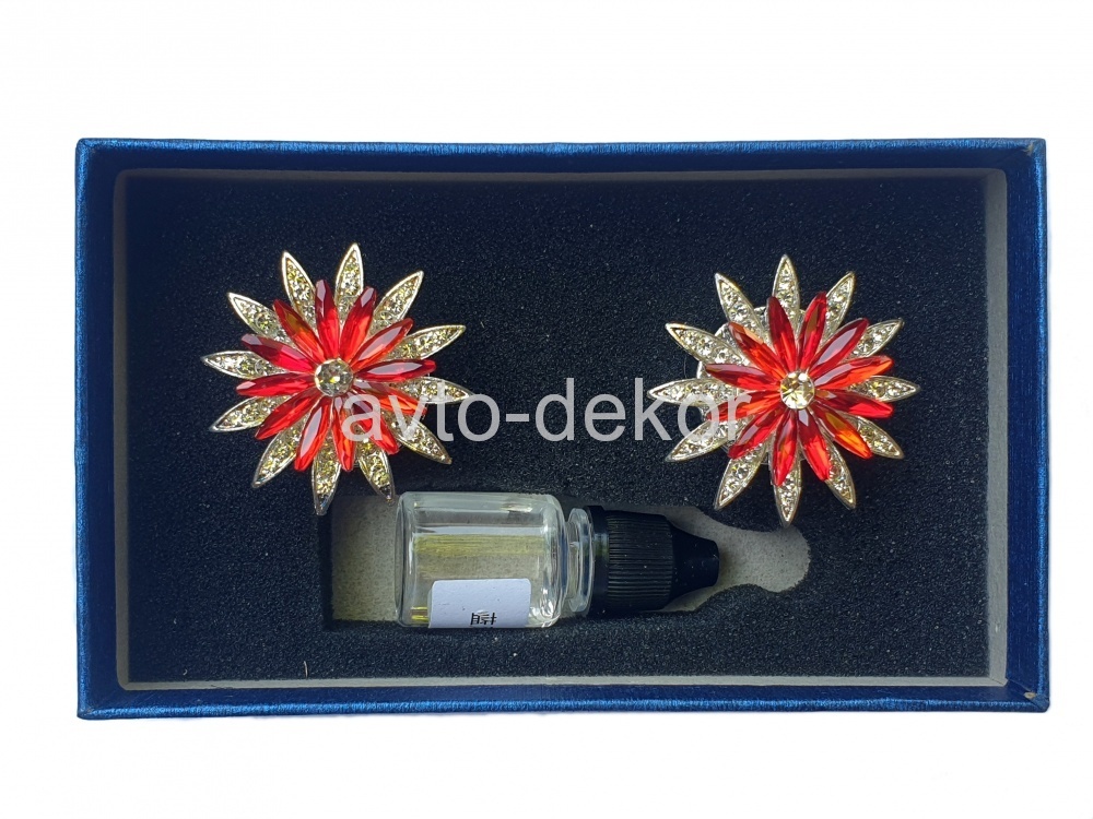 Ароматизатор на дефлектор цветок №1 красный со стразами  16764