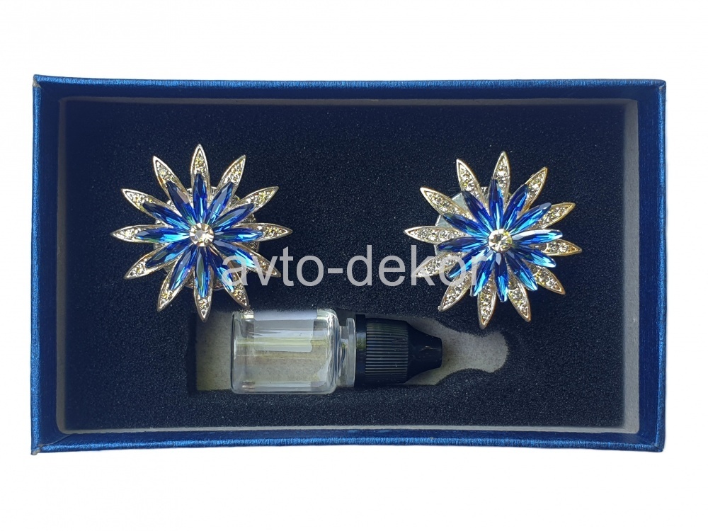 Ароматизатор на дефлектор цветок №1 синий со стразами  16768