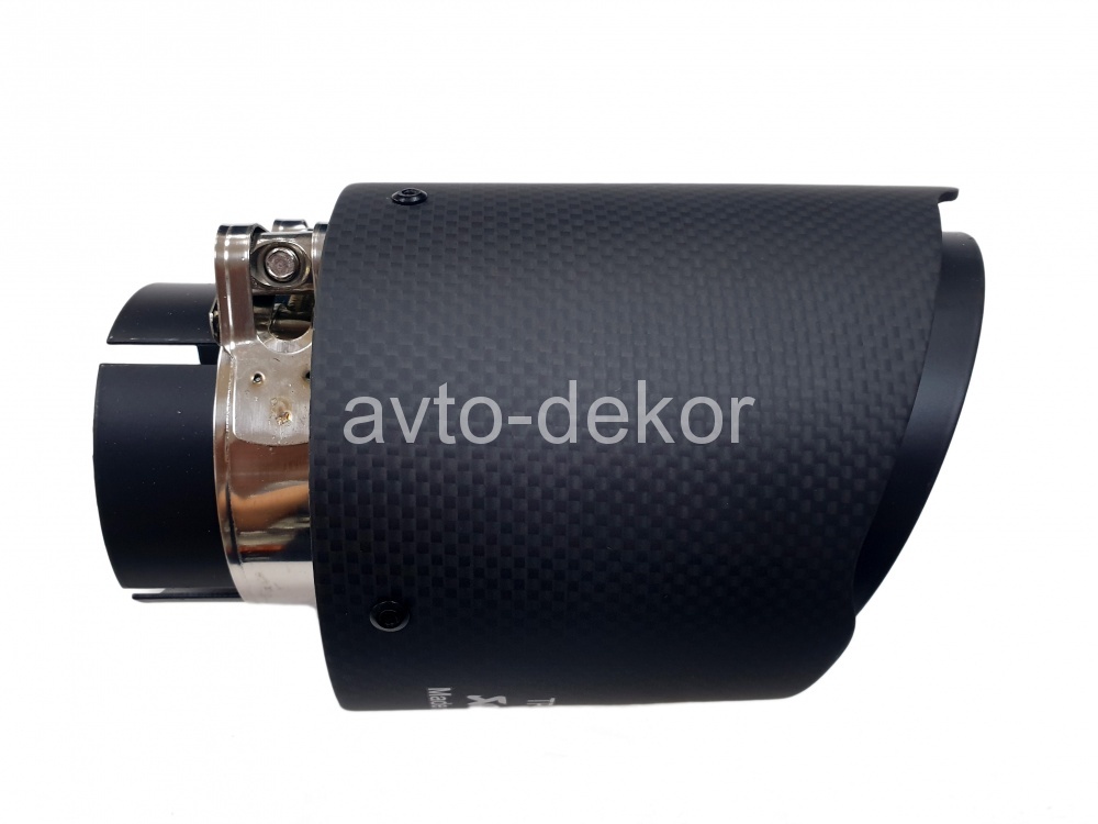 Насадка на глушитель A50 6317AK AKRAPOVIC Dвх-63мм, Dвых-101мм, Длина-000мм, карбон+нержавеющая сталь, черная матовая,  с вырезом, со скосом  17650, фото 1