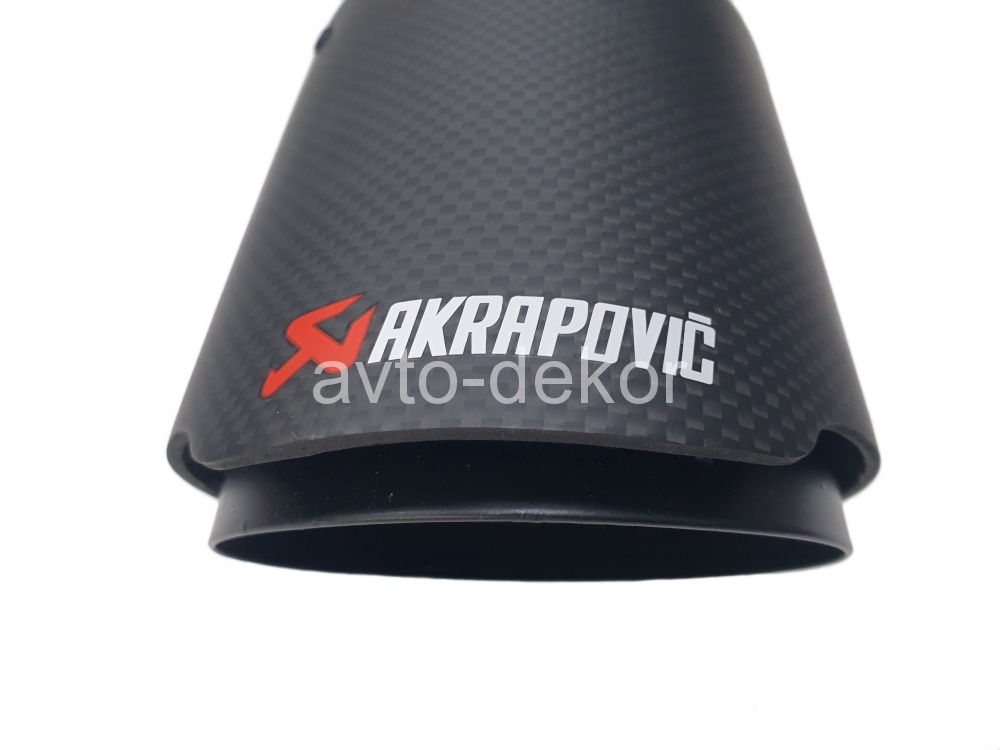 Насадка на глушитель A50 6317AK AKRAPOVIC Dвх-63мм, Dвых-101мм, Длина-000мм, карбон+нержавеющая сталь, черная матовая,  с вырезом, со скосом  17650, фото 3