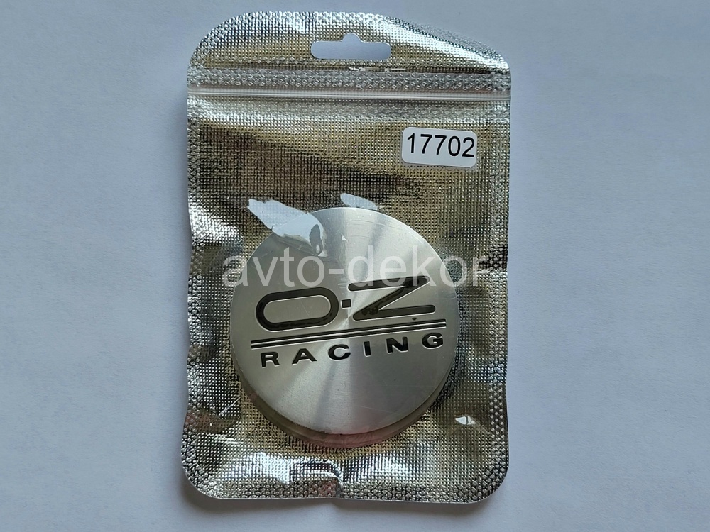 Наклейки на диски d 60мм OZ RACING серебро+черный 4шт. к-т  17702