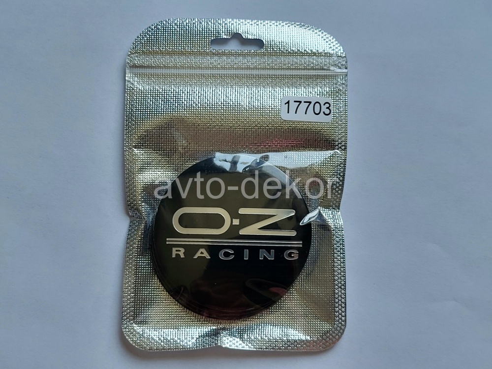 Наклейки на диски d 60мм OZ RACING черный+хром 4шт. к-т  17703