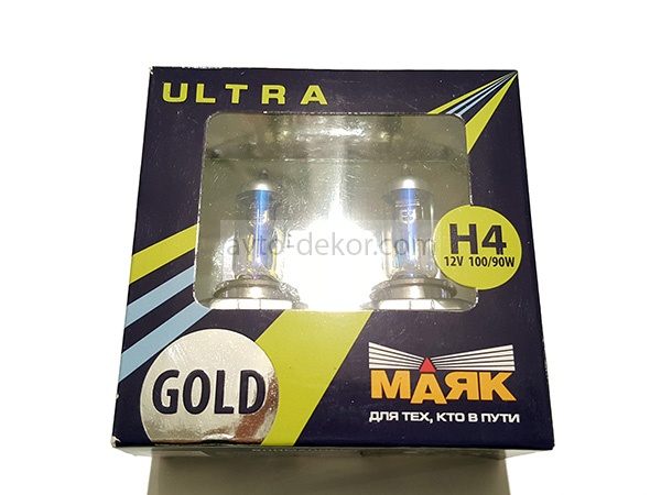 Автолампа МАЯК H4 100/90W GOLD (2шт)  2167