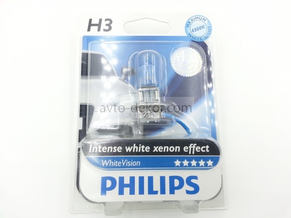 Автолампа H3 (55) PK22s WHITE VISION ULTRA 12V PHILIPS P-12336WHV (блистер)  3271