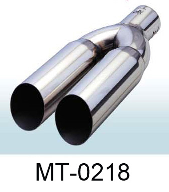 Насадка на глушитель нерж. сталь MT 0218 Dвх-61мм, Dвых-2х76мм, Длина-295мм, со скосом AVTO-DEKOR  5247
