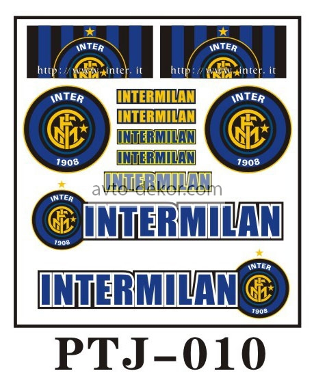 Набор наклеек INTERMILAN на листе светоотражающие  15*15см (PTJ-010)  5672