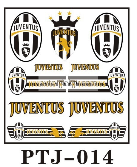 Набор наклеек JUVENTUS на листе светоотражающие  15*15см (PTJ-014)  5676