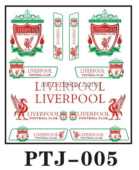 Набор наклеек LIVERPOOL на листе светоотражающие  15*15см (PTJ-005)  5698