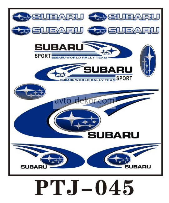 Набор наклеек SUBARU на листе светоотражающие  15*15см (PTJ-045)  5711