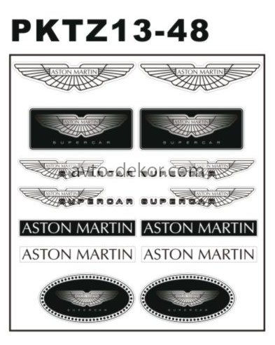 Набор наклеек ASTON MARTIN на листе светоотражающие 15*15см (PKTZ13-48)  5722