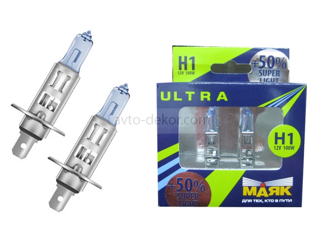 Автолампа МАЯК H1 12V 55W Super Light +50% (2шт)  6311